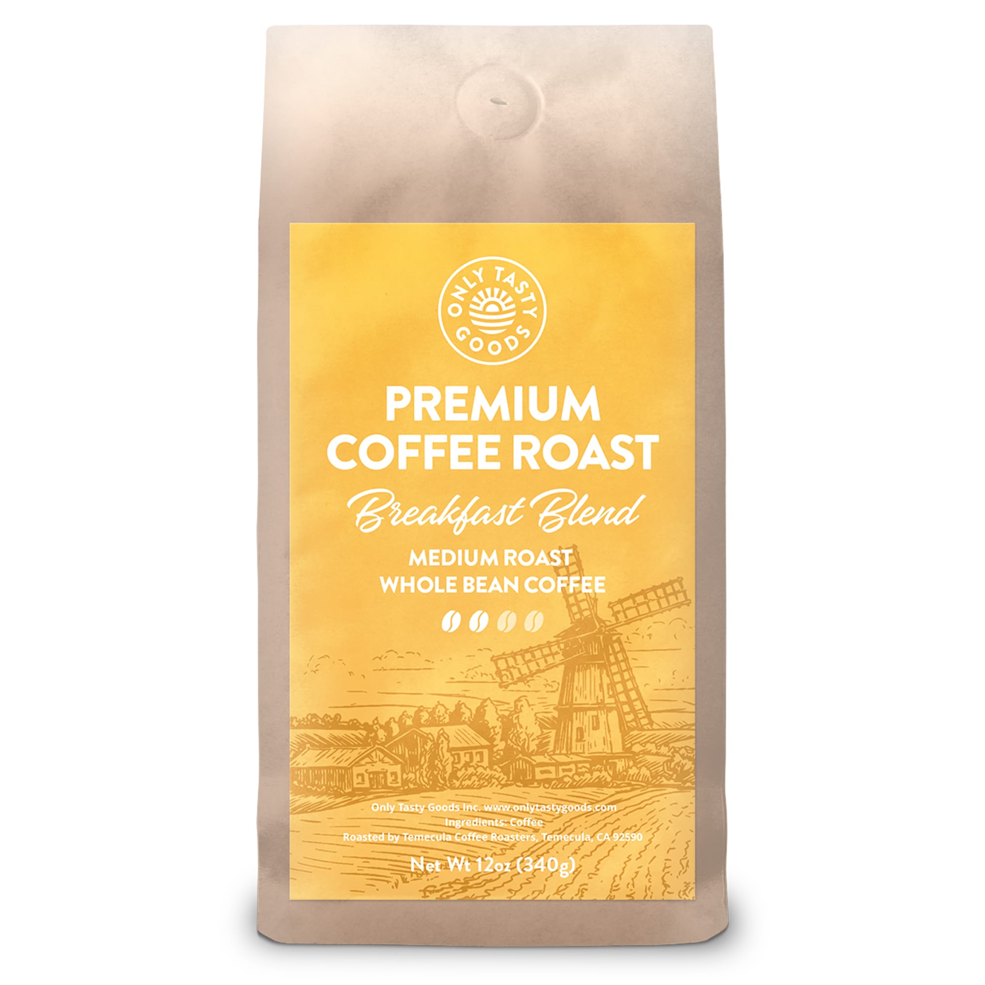Breakfast Blend Medium Roast Whole Bean Coffee, Speciality Coffee Beans, Fresh Roasted 12 oz.