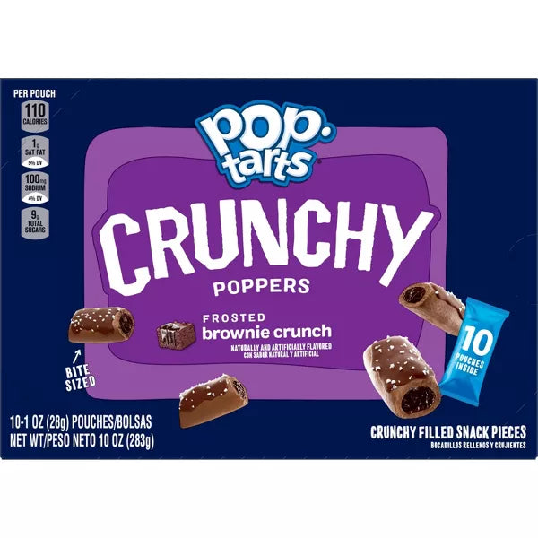 Pop-Tarts Crunchy Poppers Frosted Brownie Crunch Chewy Crunchy Filled Snack Pieces, Kids Snacks, 10 oz, 10 Count