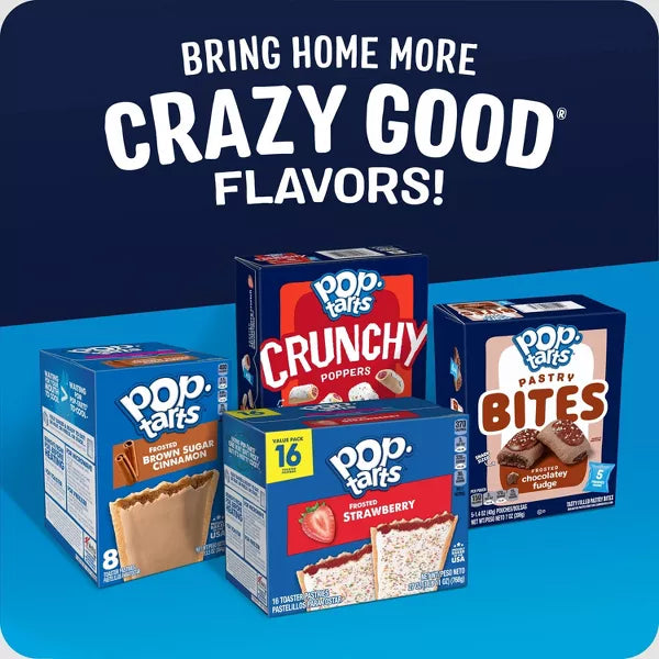 Pop-Tarts Crunchy Poppers Frosted Brownie Crunch Chewy Crunchy Filled Snack Pieces, Kids Snacks, 10 oz, 10 Count