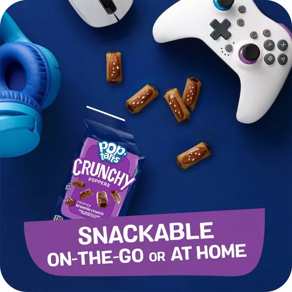 Pop-Tarts Crunchy Poppers Frosted Brownie Crunch Chewy Crunchy Filled Snack Pieces, Kids Snacks, 10 oz, 10 Count