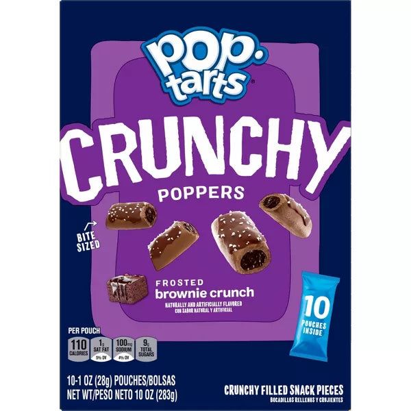 Pop-Tarts Crunchy Poppers Frosted Brownie Crunch Chewy Crunchy Filled Snack Pieces, Kids Snacks, 10 oz, 10 Count
