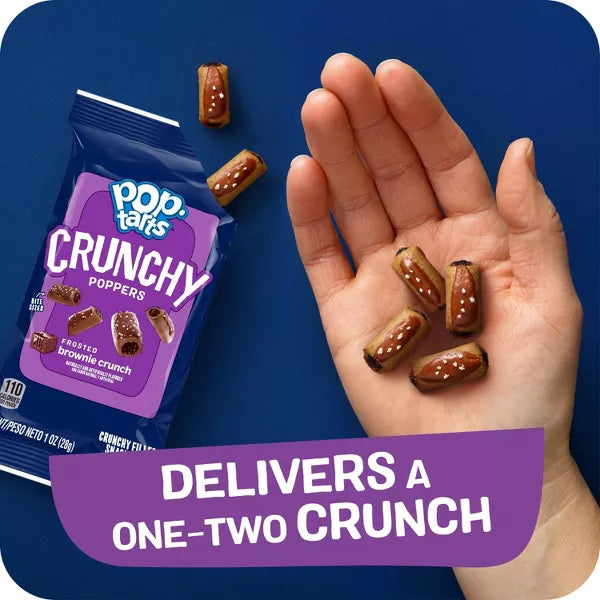Pop-Tarts Crunchy Poppers Frosted Brownie Crunch Chewy Crunchy Filled Snack Pieces, Kids Snacks, 10 oz, 10 Count