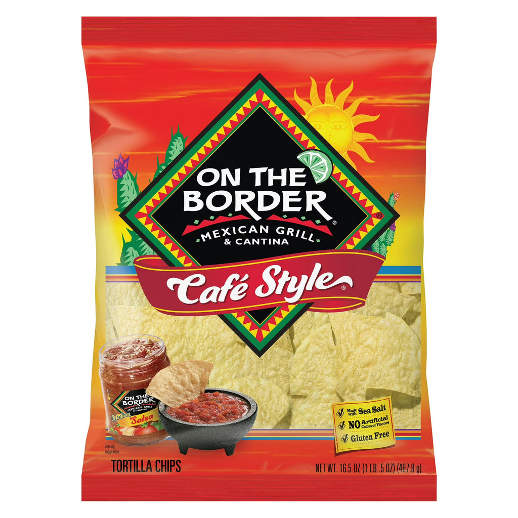 On The Border Cafe Style Tortilla Chips, Snacks, 16.5 oz.