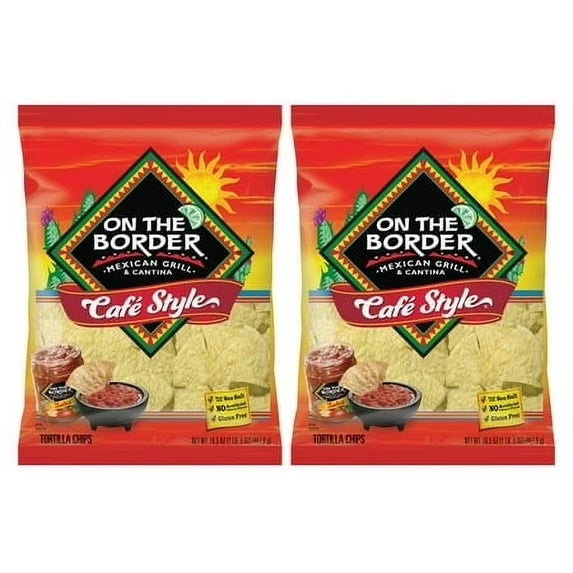 On The Border Cafe Style Tortilla Chips, Gluten-Free 16.5 oz, 2 Pack