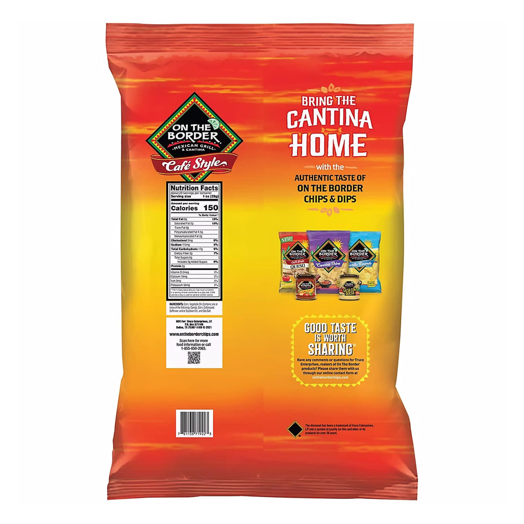 On The Border Cafe Style Tortilla Chips, Snacks, 22.25 oz.