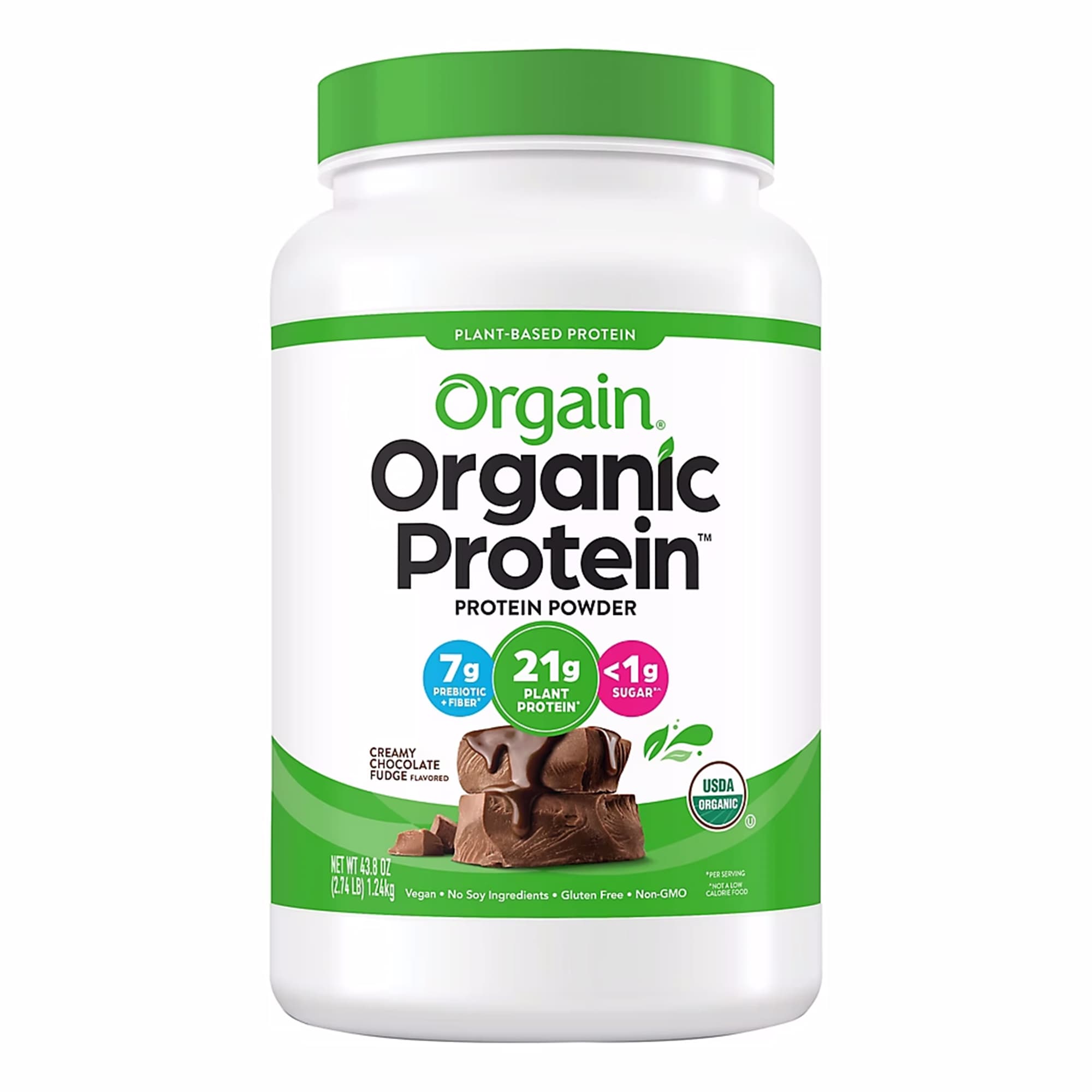 Orgain Organic Protein Powder Creamy Chocolate Fudge, 21 g Plant Protein, Vegan, 2.7 lbs.