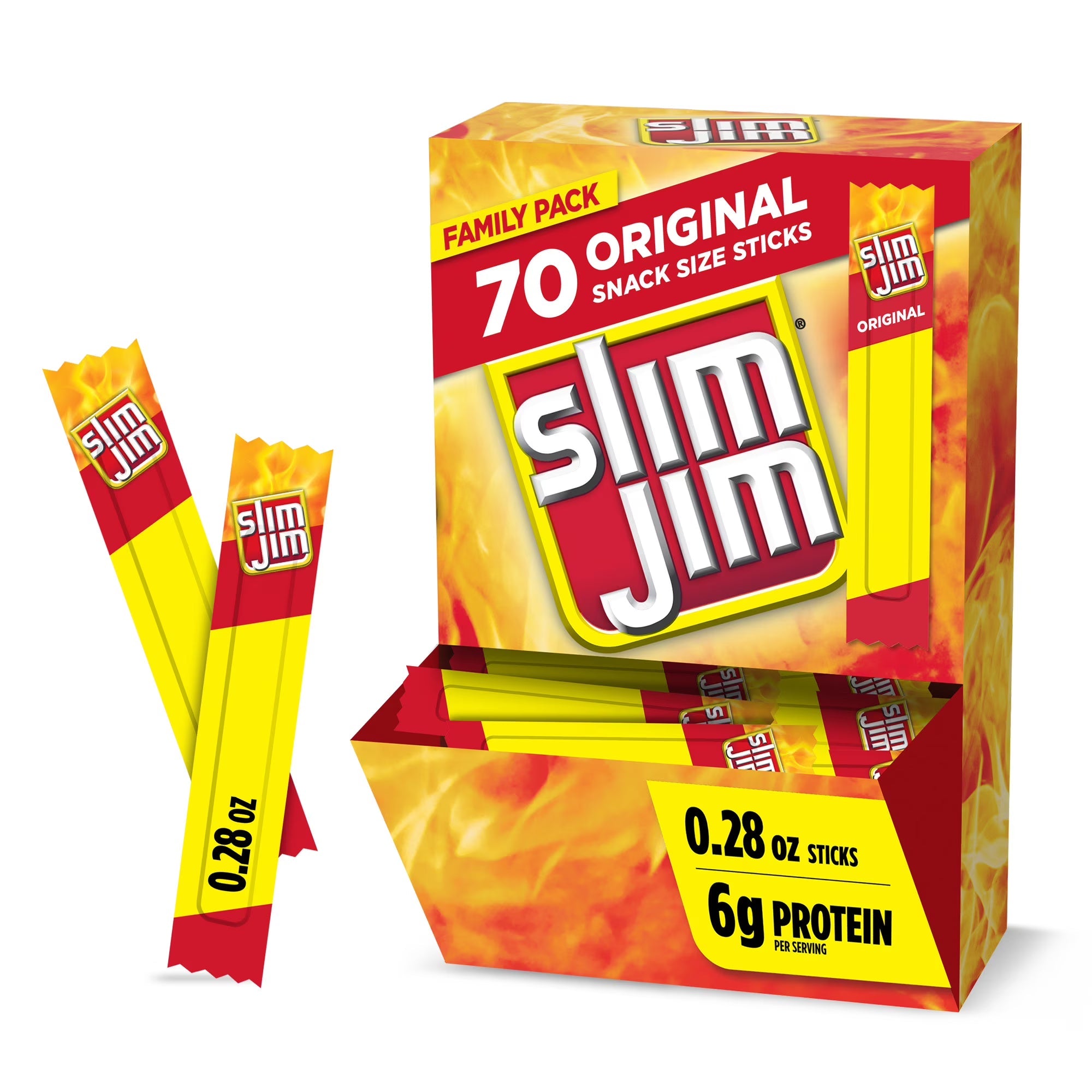 Slim Jim Smoked Snack Sticks Original Flavor, 6g Protein Per Serving