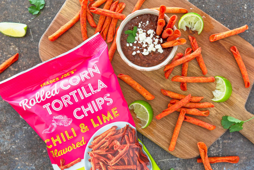 Trader Joe's Chili and Lime Flavored Rolled Corn Tortilla Chips, 9 oz., Multipack 2 ct.