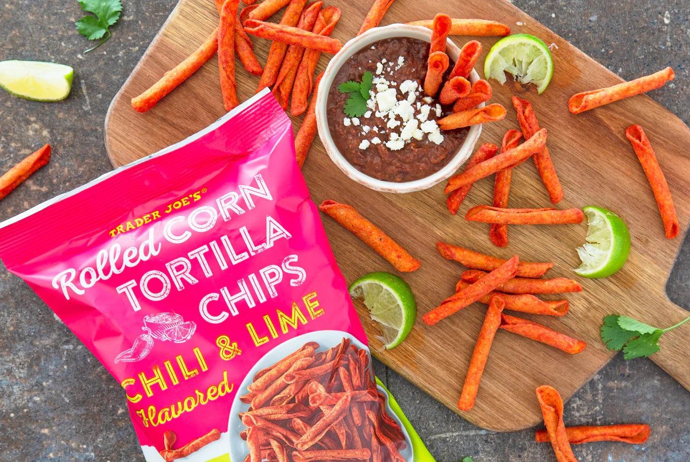 Trader Joe's Chili and Lime Flavored Rolled Corn Tortilla Chips, 9 oz., Multipack 4 ct.