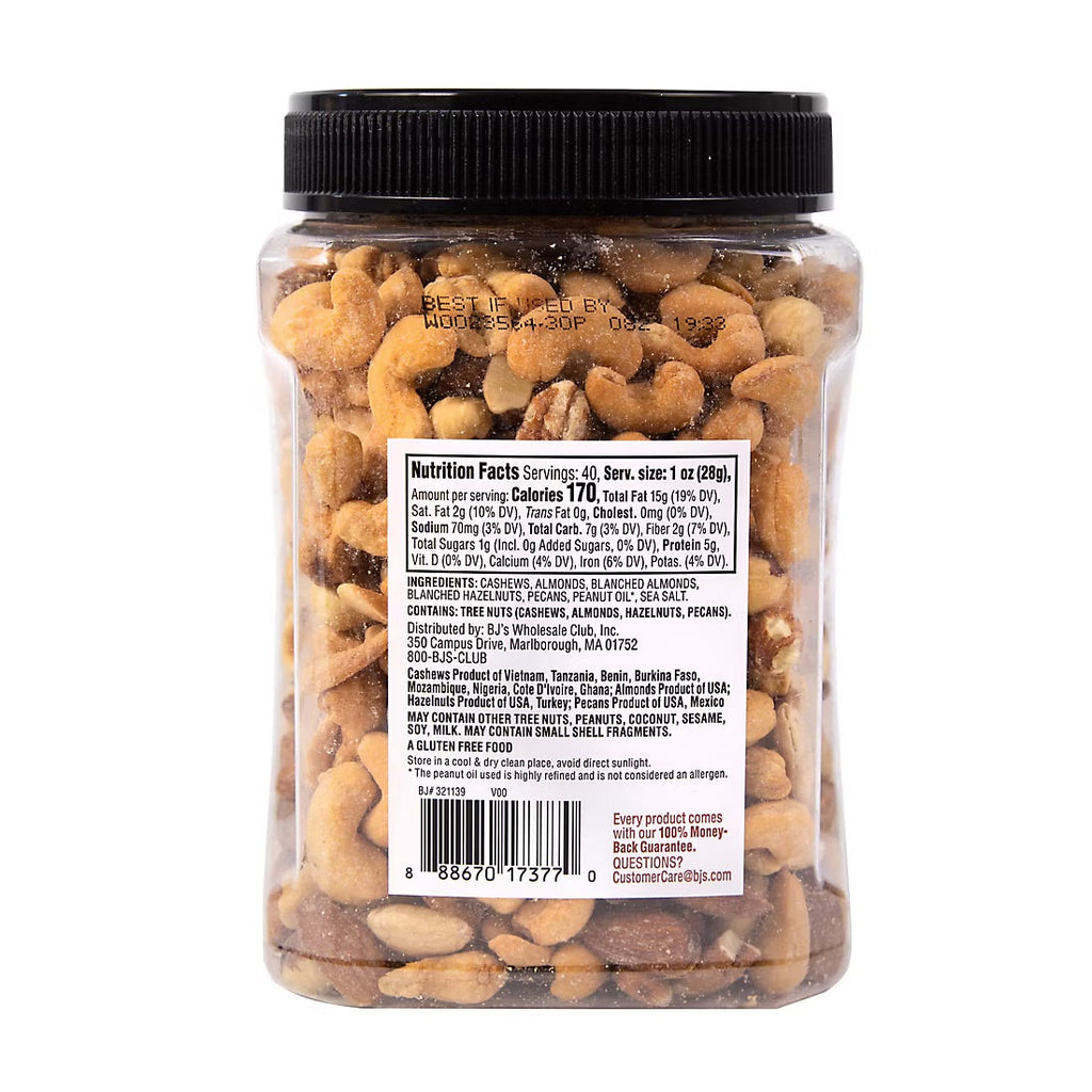 Wellsley Farms Roasted Unsalted Fancy Mixed Nuts, Snacks, 40 oz.