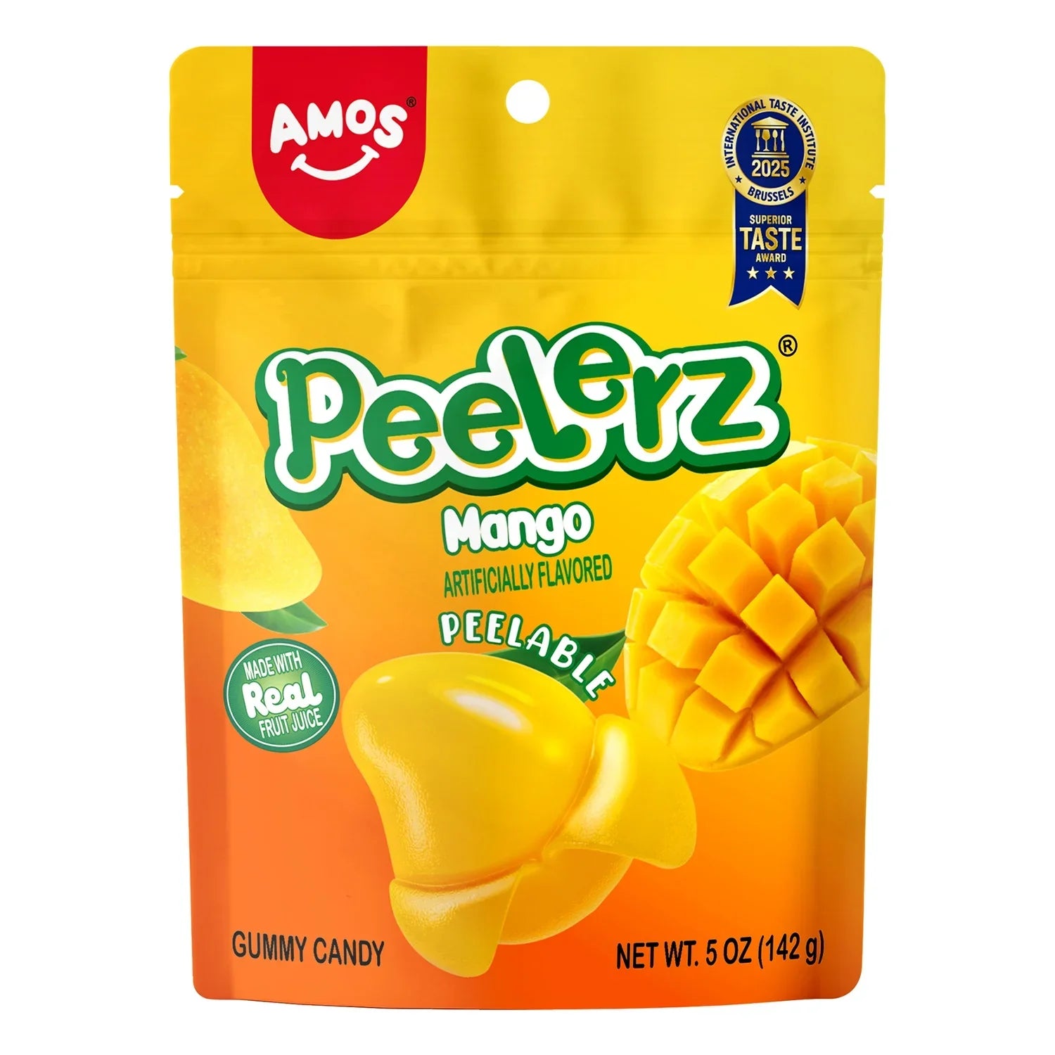 AMOS Peelerz Mango, Peelable Gummy Candy, Real Fruit Flavor, 5 oz
