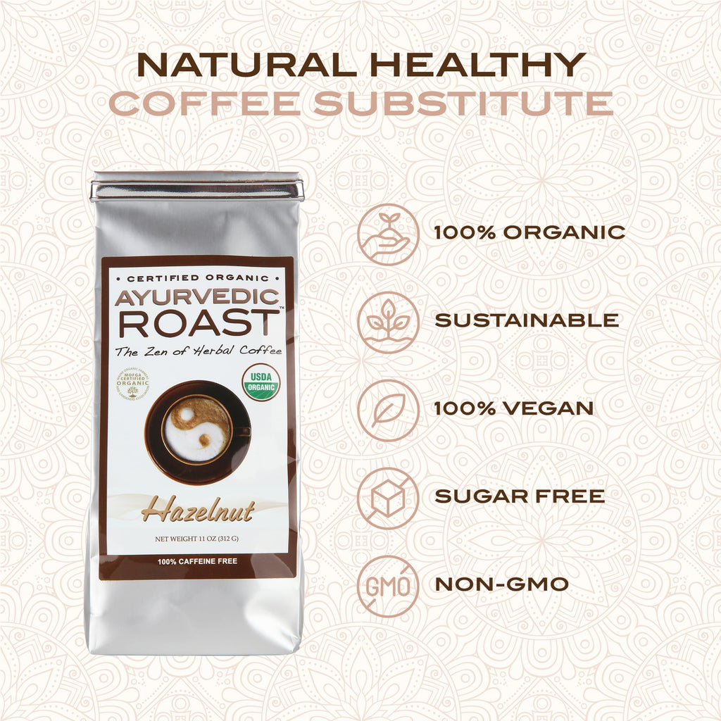 Ayurvedic Roast Hazelnut, Organic Coffee Substitute Caffeine Free Grain Coffee