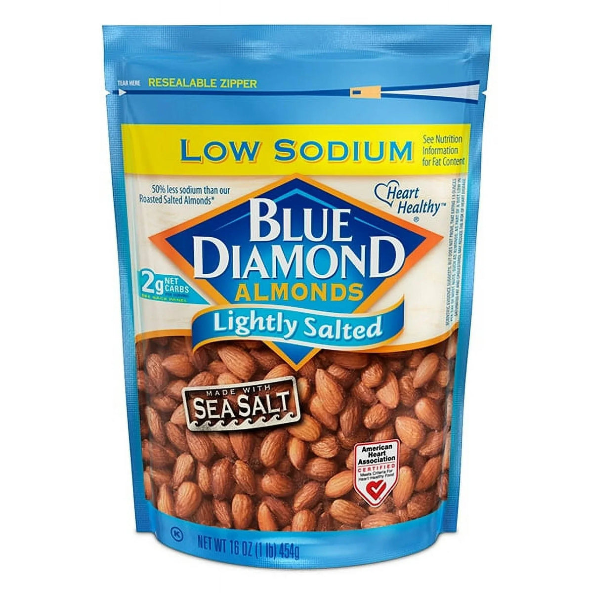 Blue Diamond Almonds, Lightly Salted Low Sodium Snack Nuts For Gluten Free Snacking