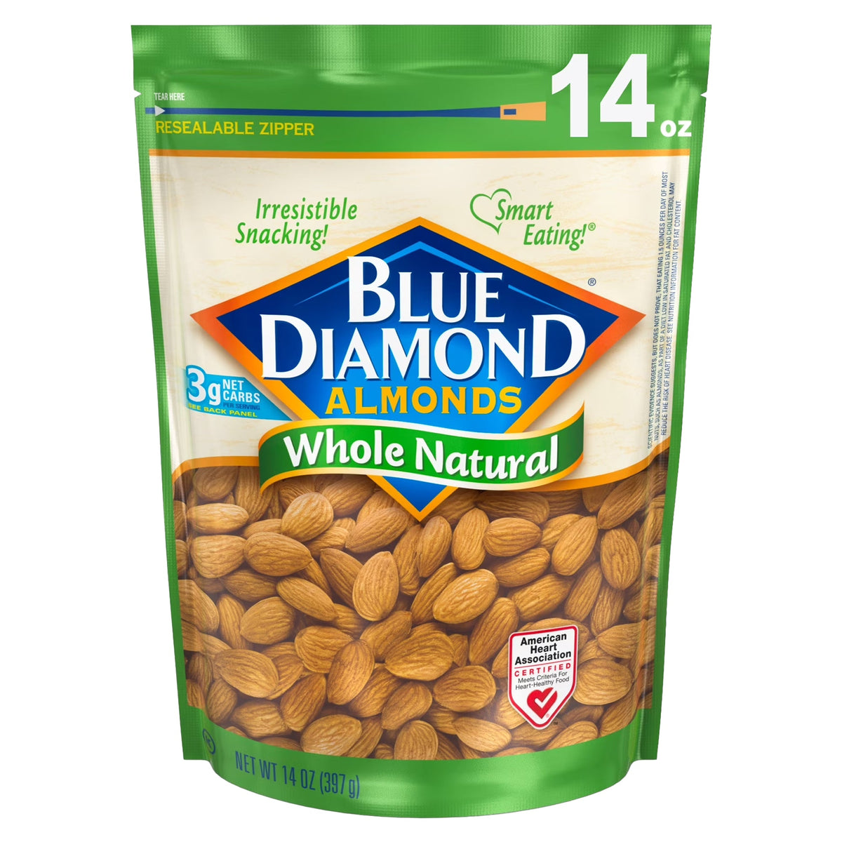 Blue Diamond Almonds Whole Natural, 14oz.