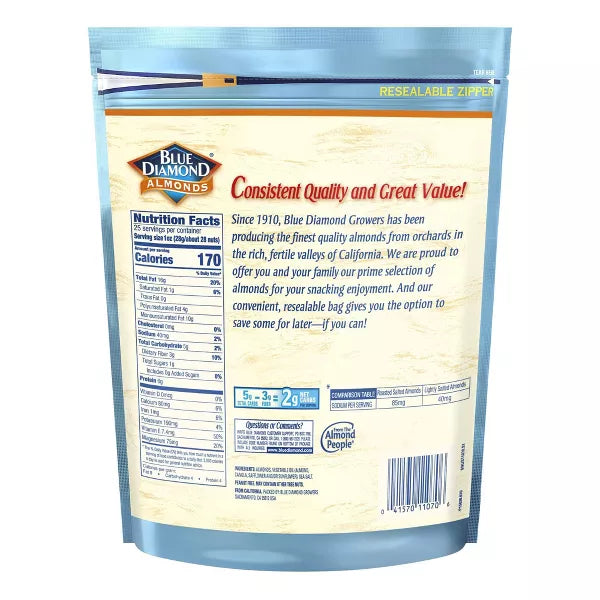 Blue Diamond Lightly Salted Almonds, 25oz.
