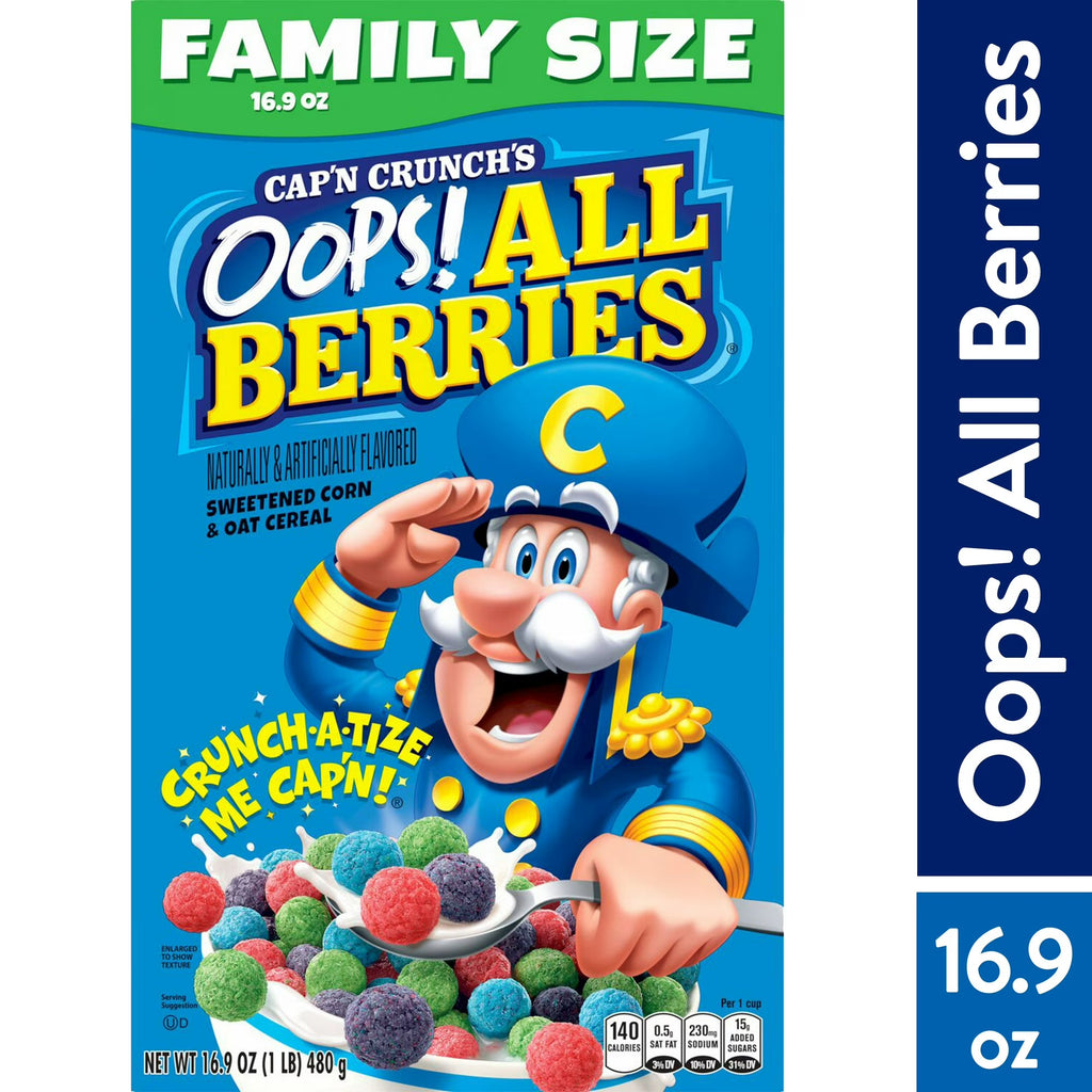 Cap’n Crunch Oops All Berries Crunchy Cereal Value Pack 16.9 oz Box