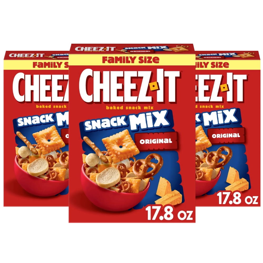 Cheez-It Baked Snack Mix Crackers Original, Lunch Snacks, 17.8oz - 3 Pack