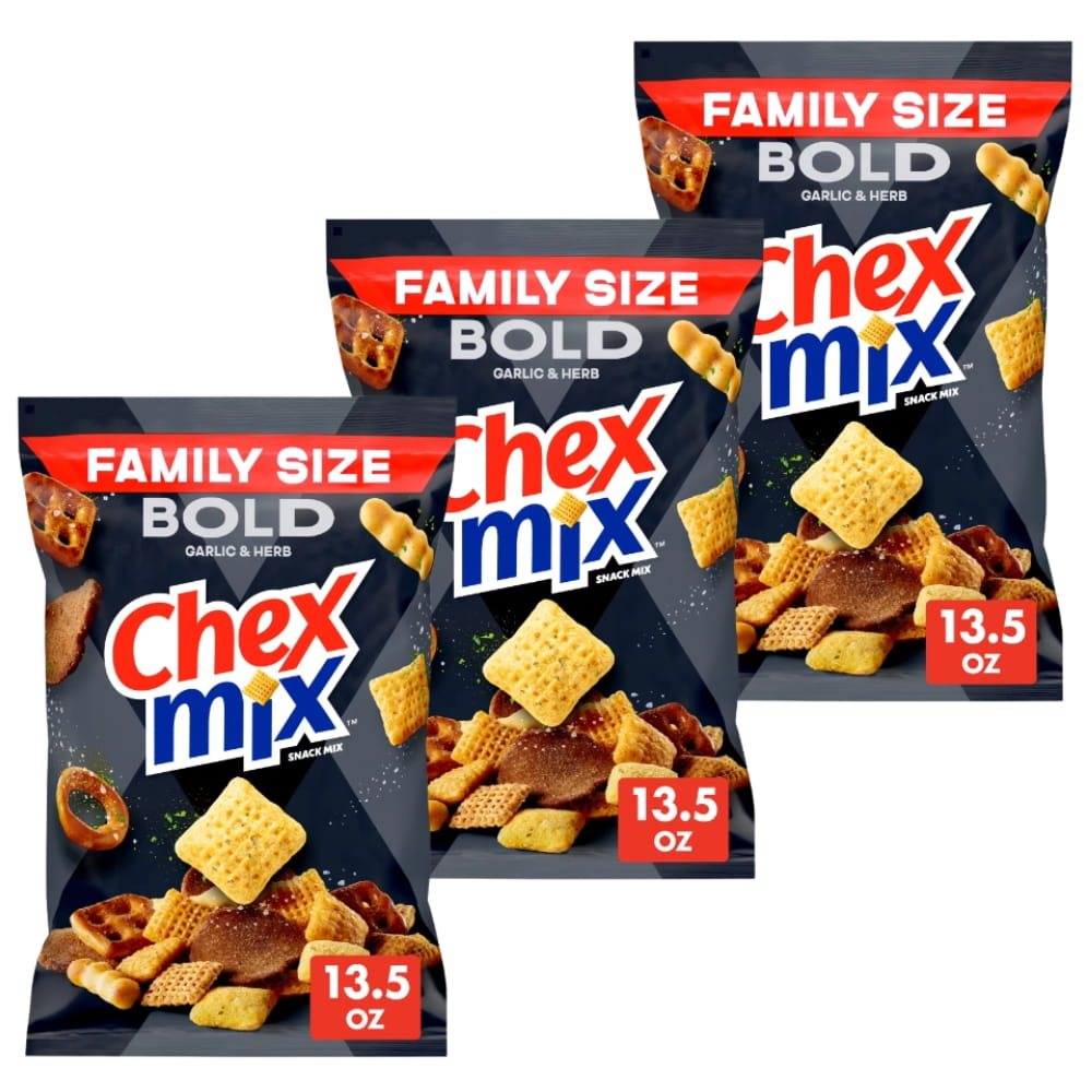 Chex Mix Bold Garlic and Herb Snack Mix, Family Size - 3 Pack