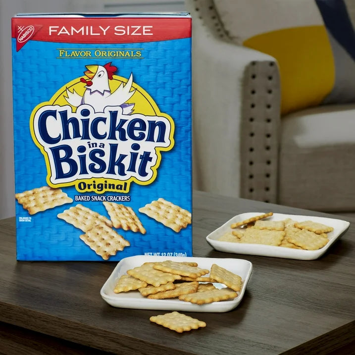Chicken in a Biskit Original Baked Snack Crackers, Lunch Snacks, Family Size, 12 oz