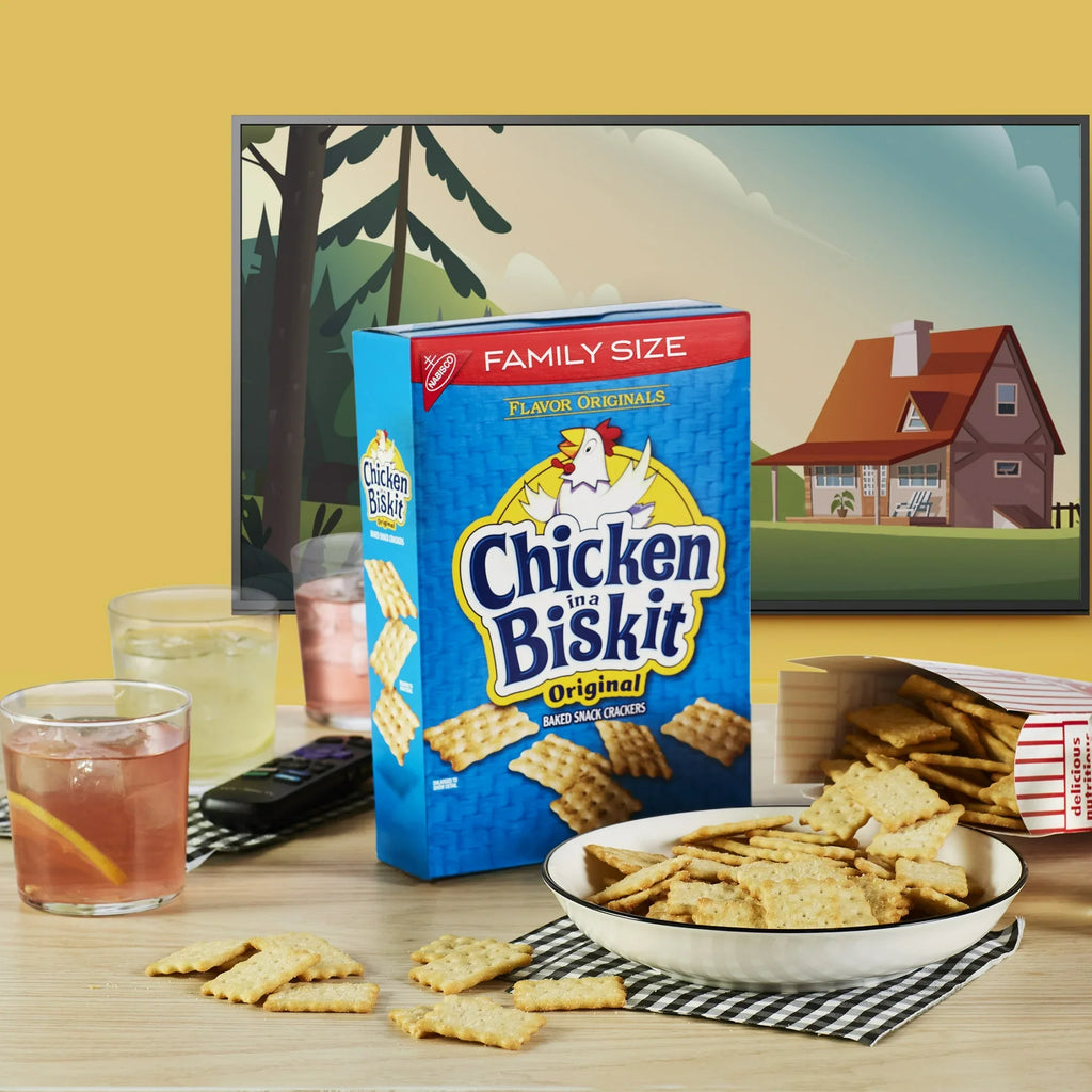 Chicken in a Biskit Original Baked Snack Crackers, Lunch Snacks, Family Size, 12 oz