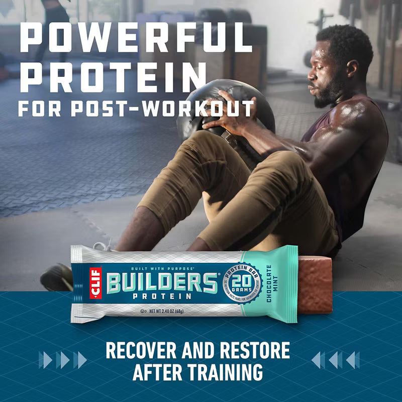 Clif Bar Builders Protein Bar Chocolate Mint and Chocolate Peanut Butter, 20g Protein, 18 ct./2.4 oz.