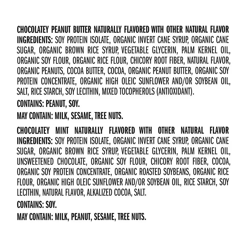 Clif Bar Builders Protein Bar Chocolate Mint and Chocolate Peanut Butter, 20g Protein, 18 ct./2.4 oz., Ingredients
