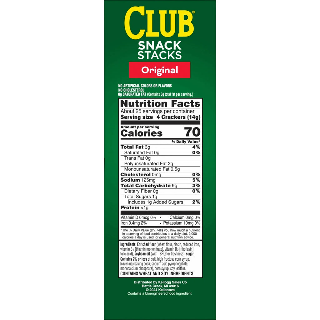 Club Snack Stacks Original Crackers, Lunch Snacks, 6 Count, 12.5 oz, 2 Pack