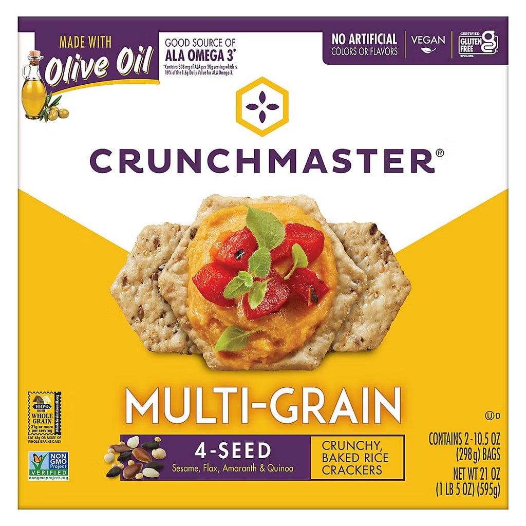 Crunchmaster Multi-Grain Crunchy Baked Rice Cracker 4-Seed, 21 oz.