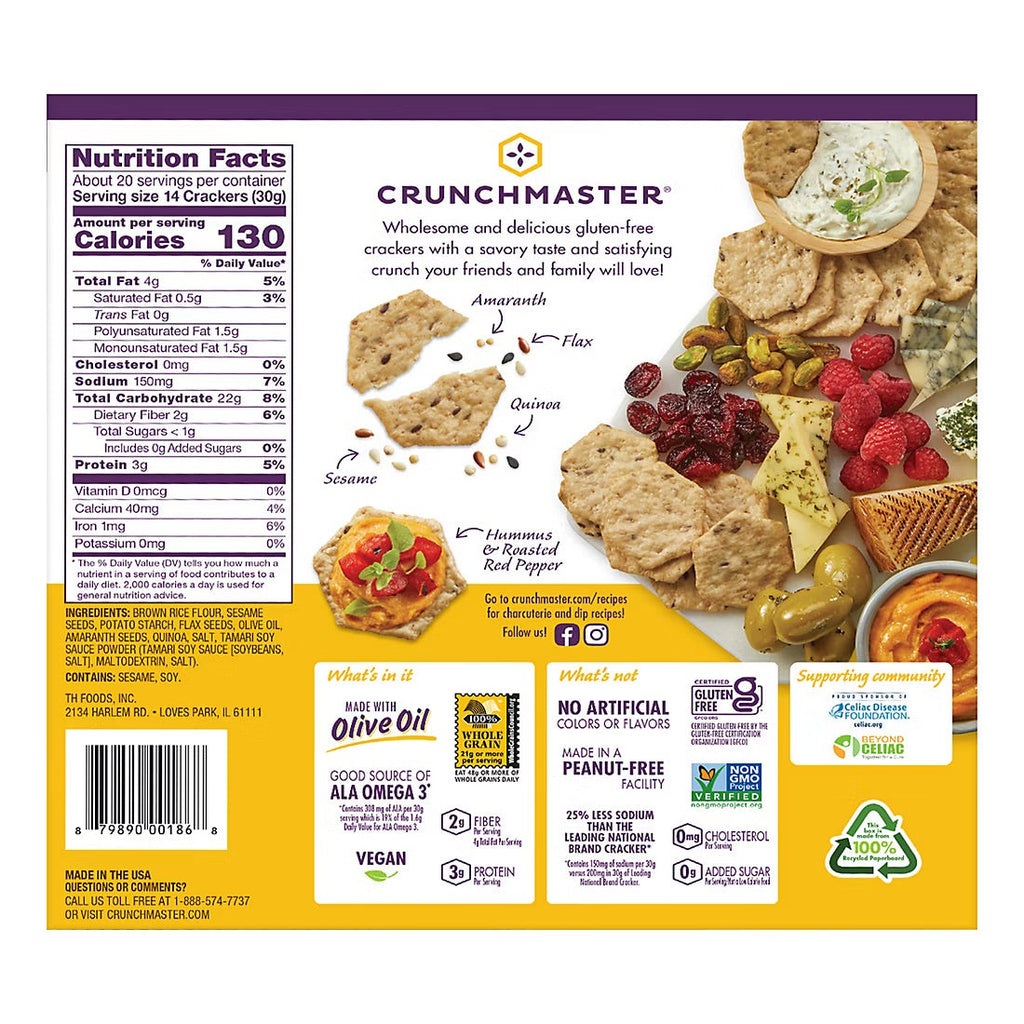 Crunchmaster Multi-Grain Crunchy Baked Rice Cracker 4-Seed, 21 oz.