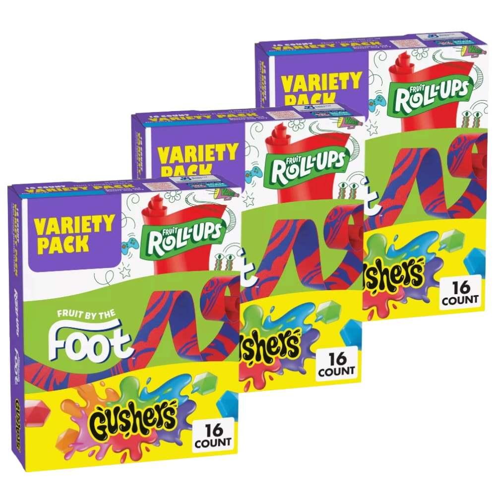 Fruit Roll-Ups, Fruit by the Foot & Gushers Variety Snacks - 3 Pack