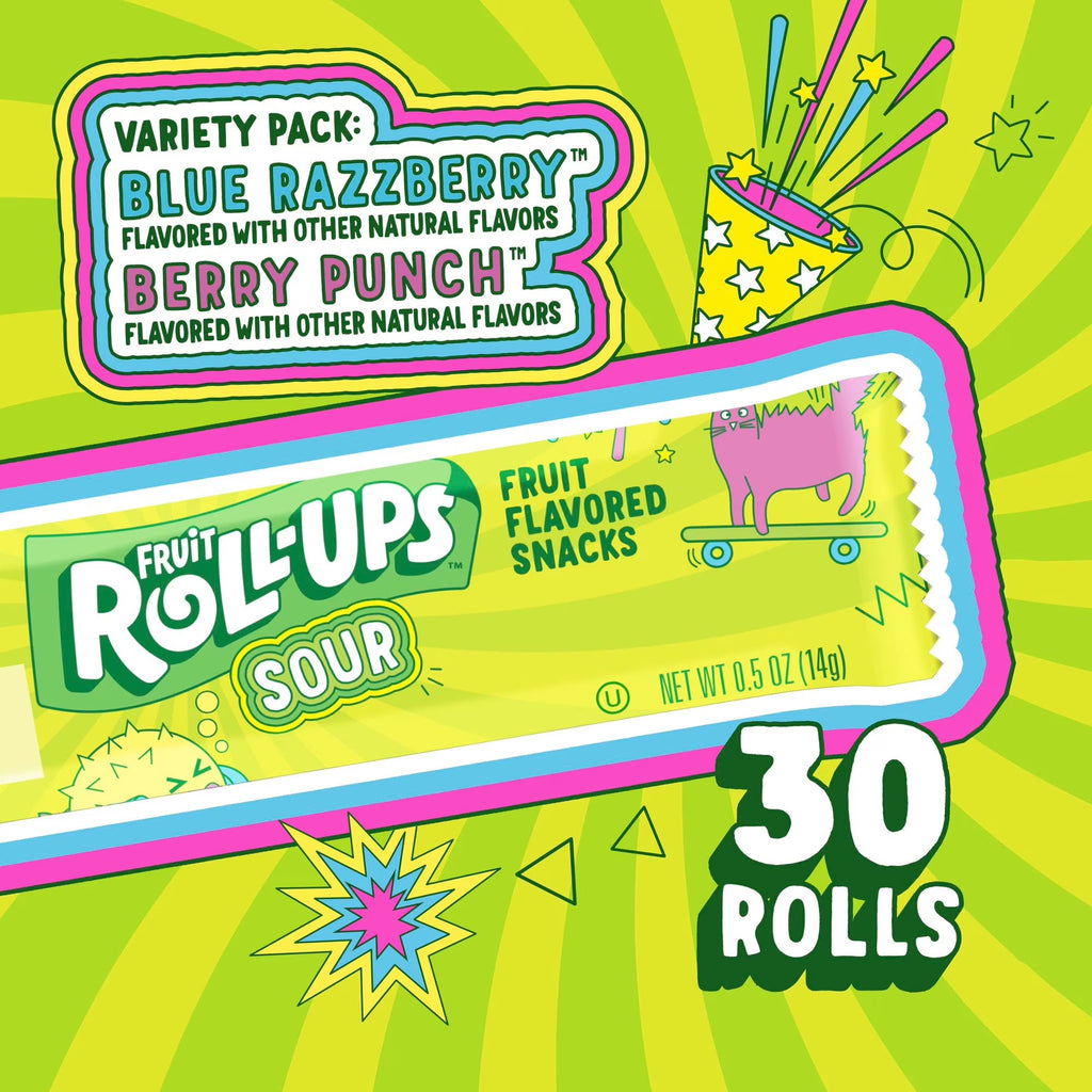 Fruit Roll-Ups Sour Fruit Snacks Variety Pack 15 oz 30 Count