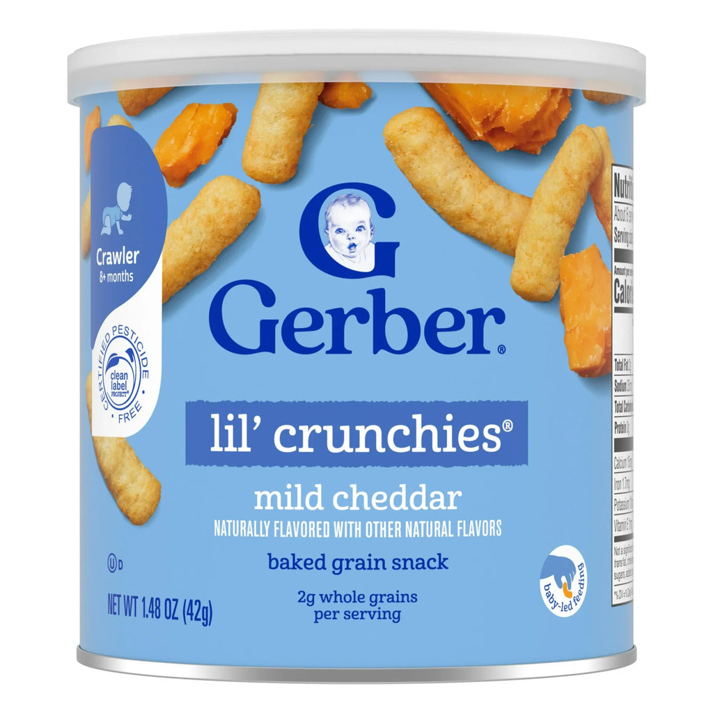 Gerber Lil' Crunchies Mild Cheddar, Baked Grain Snack, Stage 3 Baby Food, 1.48 oz