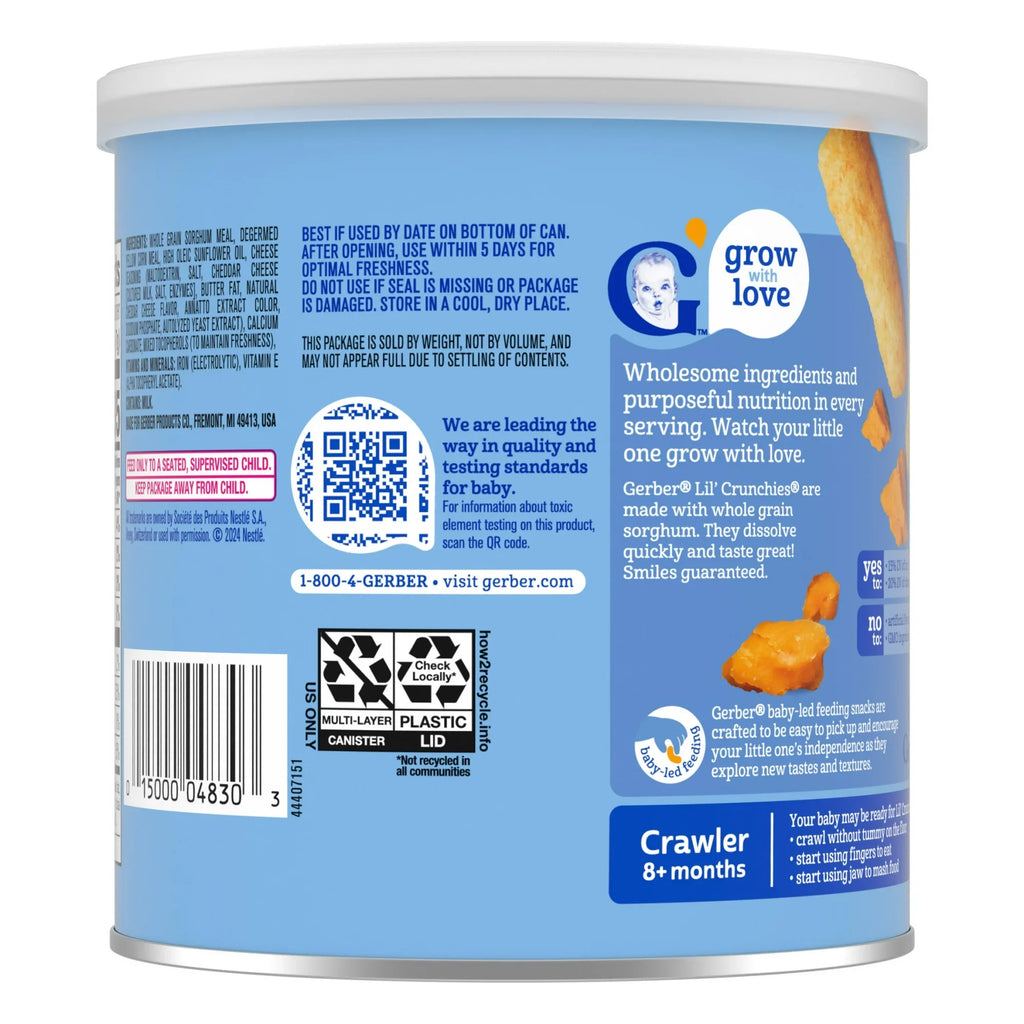 Gerber Lil' Crunchies Mild Cheddar, Baked Grain Snack, Stage 3 Baby Food, 1.48 oz Back