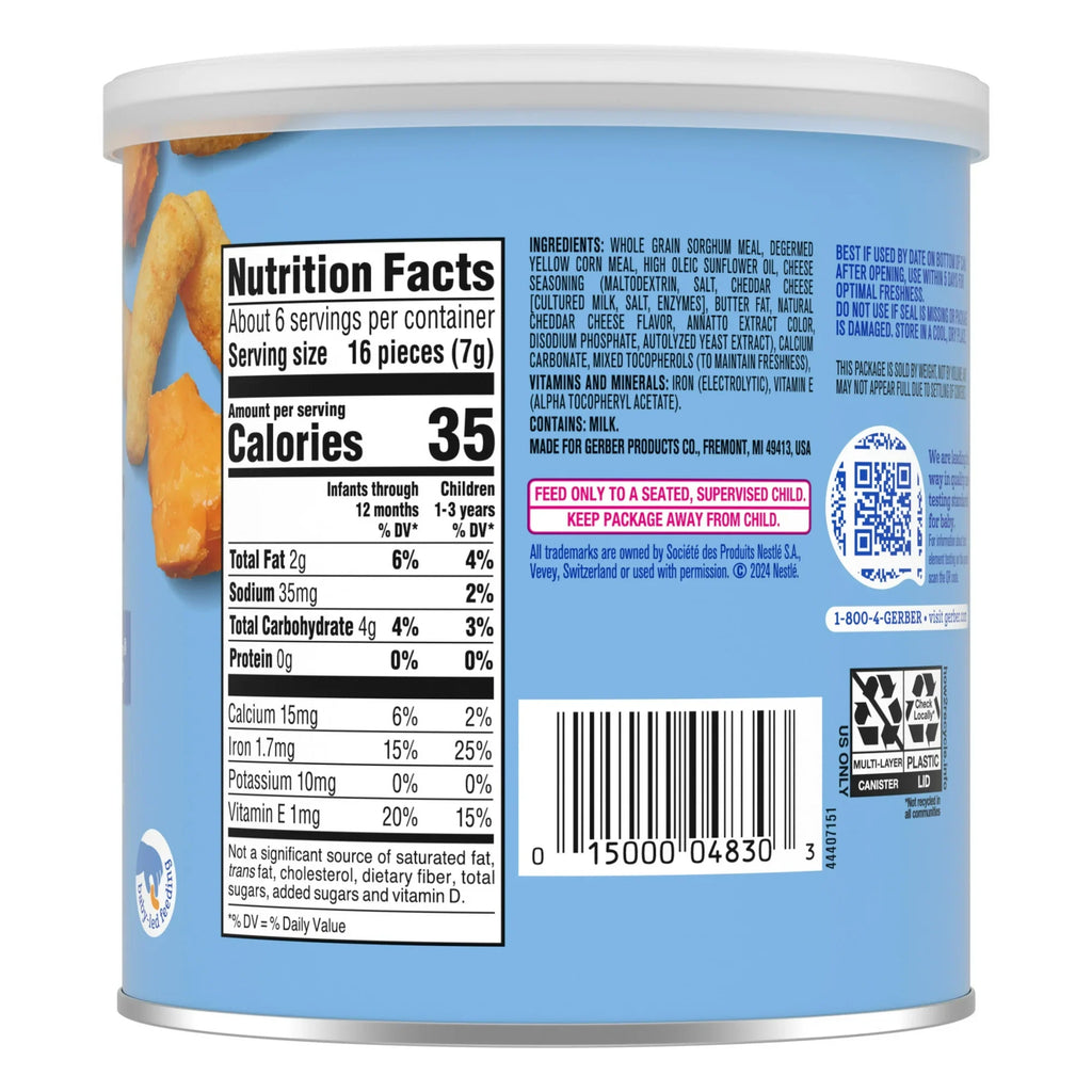 Gerber Lil' Crunchies Mild Cheddar, Baked Grain Snack, Stage 3 Baby Food, 1.48 oz Side Right