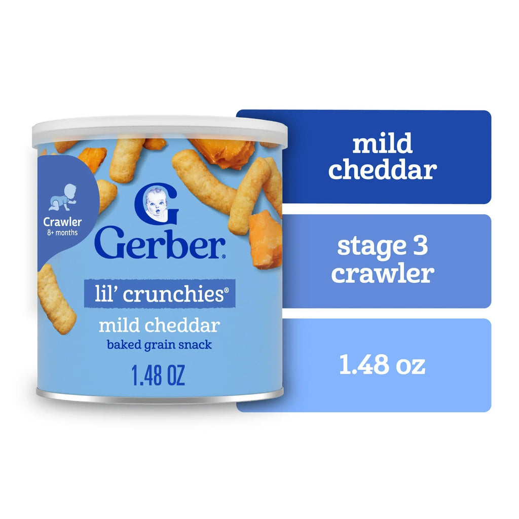 Gerber Lil' Crunchies Mild Cheddar, Baked Grain Snack, Stage 3 Baby Food, 1.48 oz