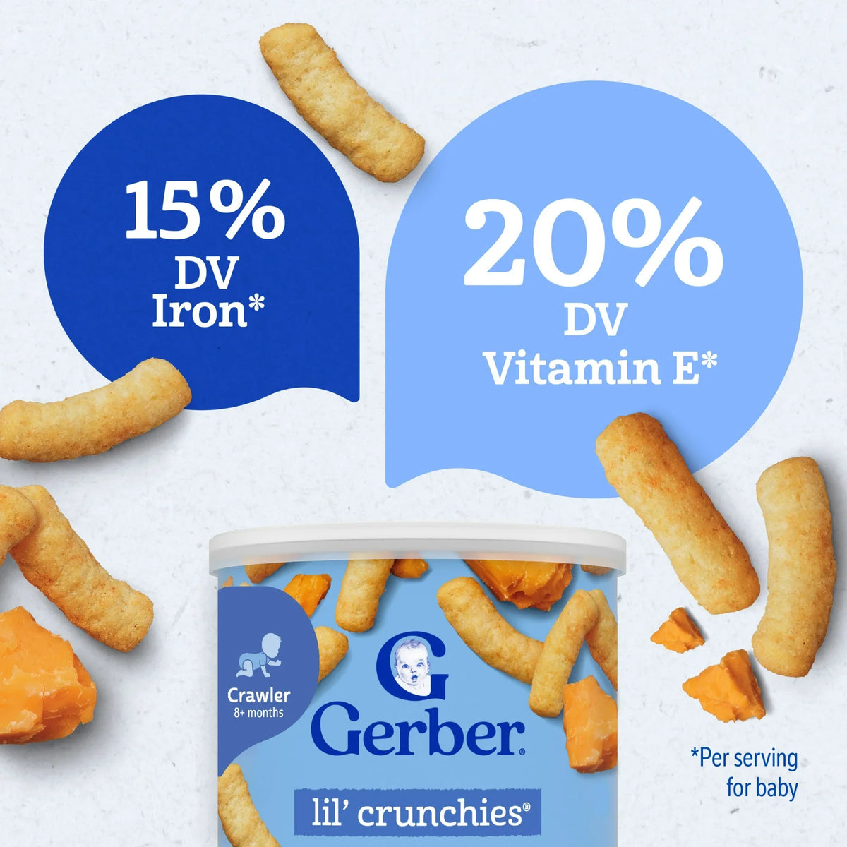 Gerber Lil' Crunchies Mild Cheddar, Baked Grain Snack, Stage 3 Baby Food, 1.48 oz