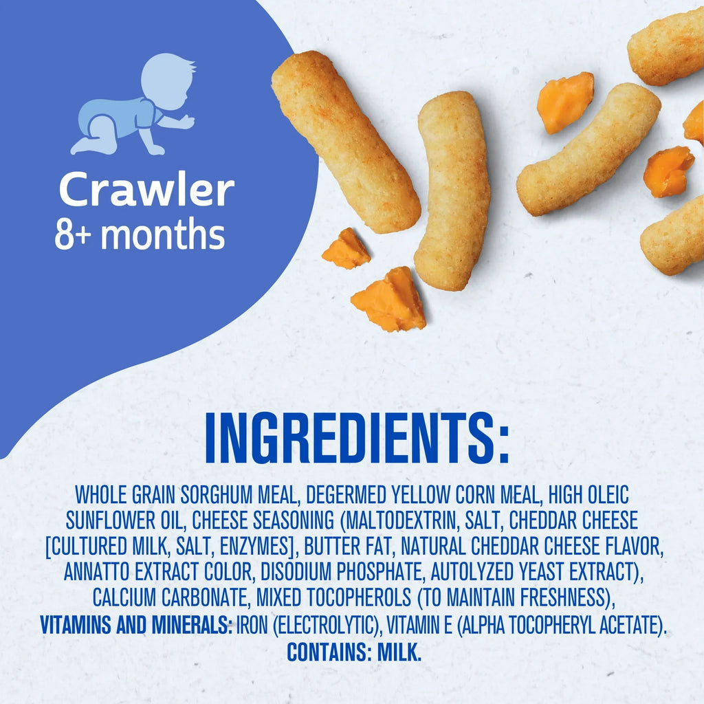 Gerber Lil' Crunchies Mild Cheddar, Baked Grain Snack, Stage 3 Baby Food, 1.48 oz
