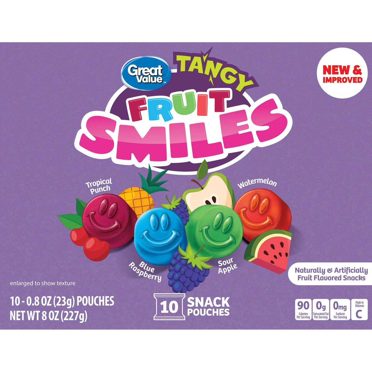 Great Value Fruit Smiles Tangy Fruit Snacks 8 oz 10 Count