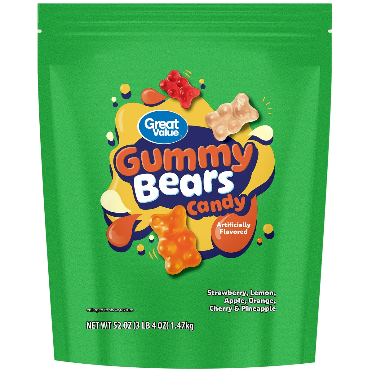 Great Value Gummy Bears Candy 52 oz Bag