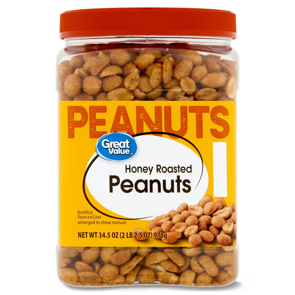 Great Value Honey Roasted Peanuts, 34.5 oz