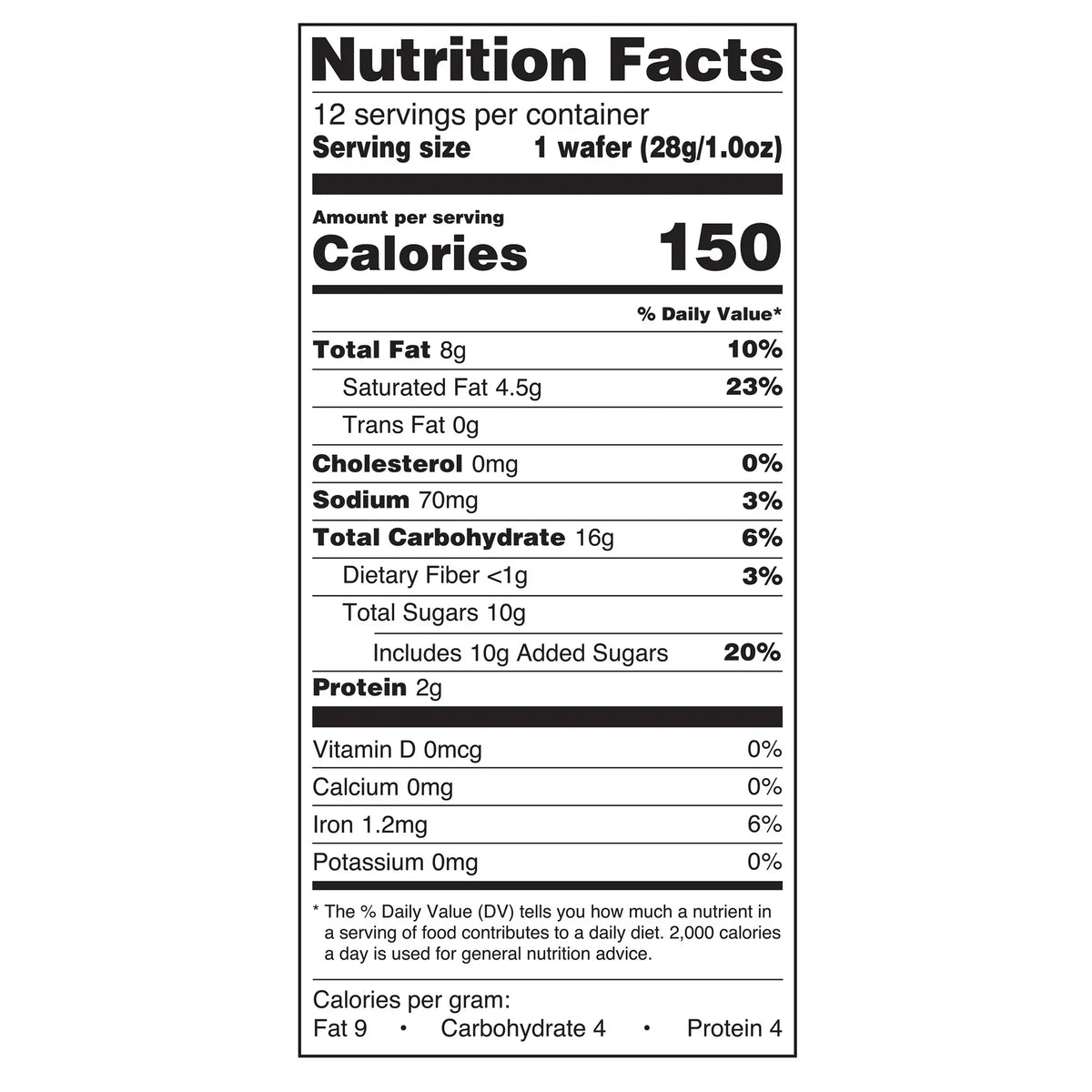 Great Value Peanut Butter Wafer Bars, 2 oz - 6 Packs, 12 oz