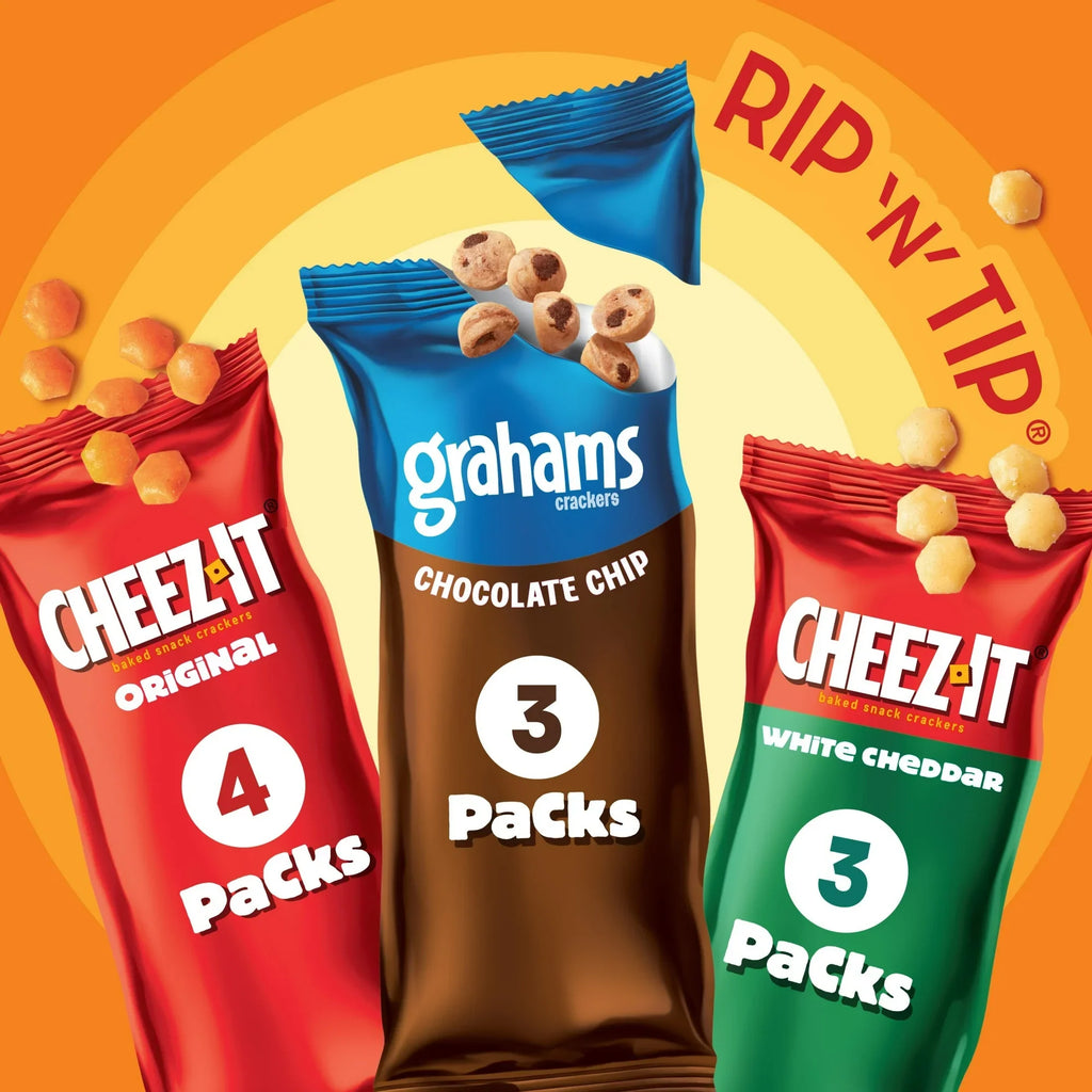 Gripz Variety Pack Mini Baked Snack Crackers, Sweet and Salty Snacks, 10 Count