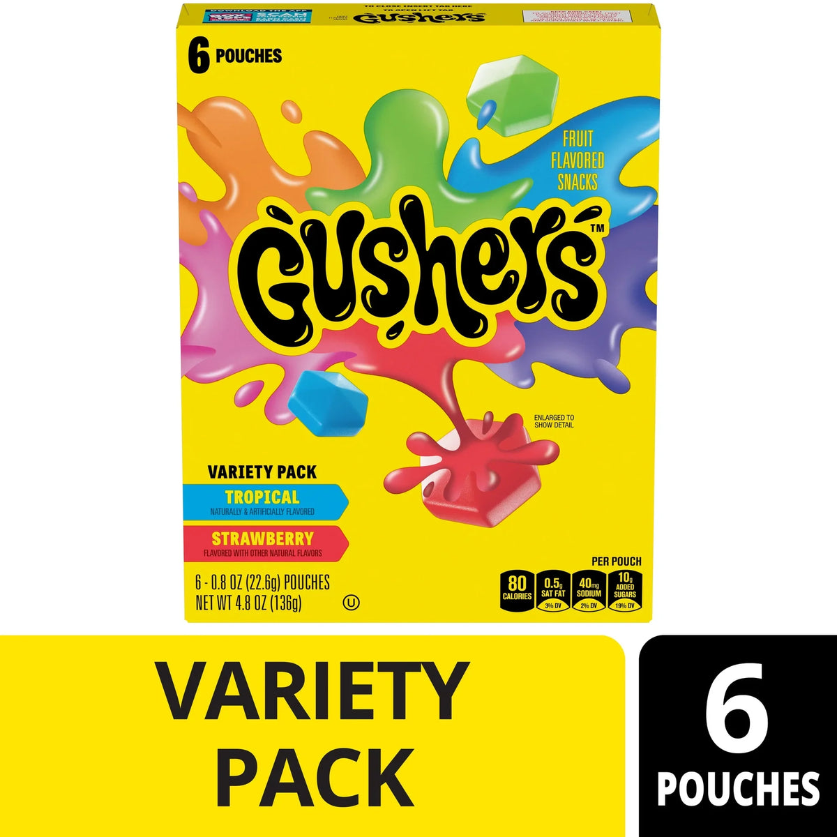 Gushers Fruit Flavored Snacks Variety Pack 6 Count 4.8 oz