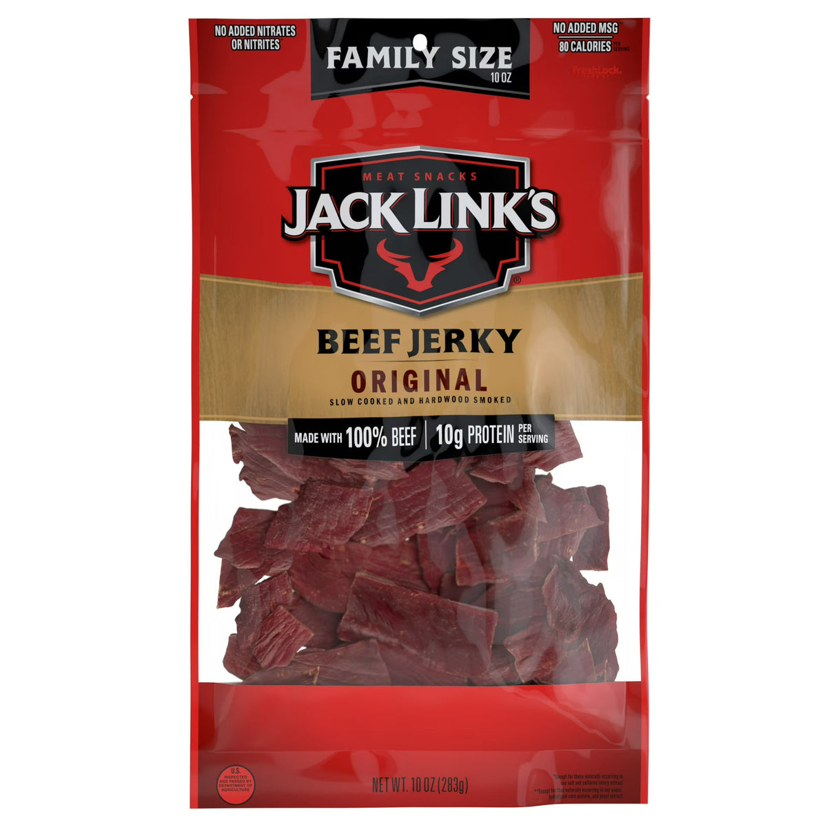 Jack Link’s Beef Jerky Original, Made with 100% Beef 10g of Protein, 10 oz