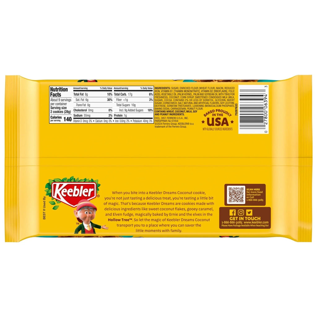 Keebler Coconut Dreams Cookies with Coconut, Caramel & Fudge 8.5 oz - 5 Pack