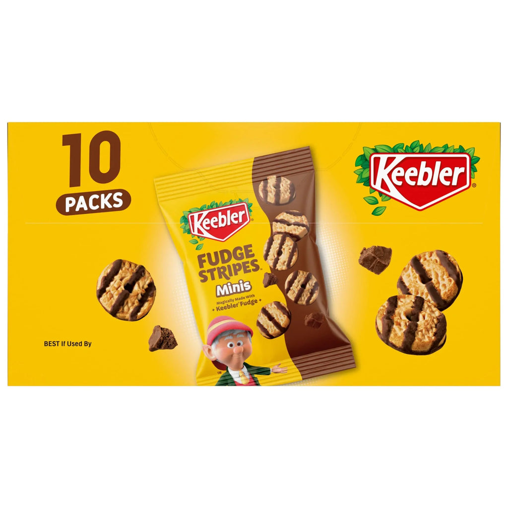 Keebler Fudge Stripes Minis, Original Shortbread Cookies Coated in Keebler Fudge 10 Count, 10 oz