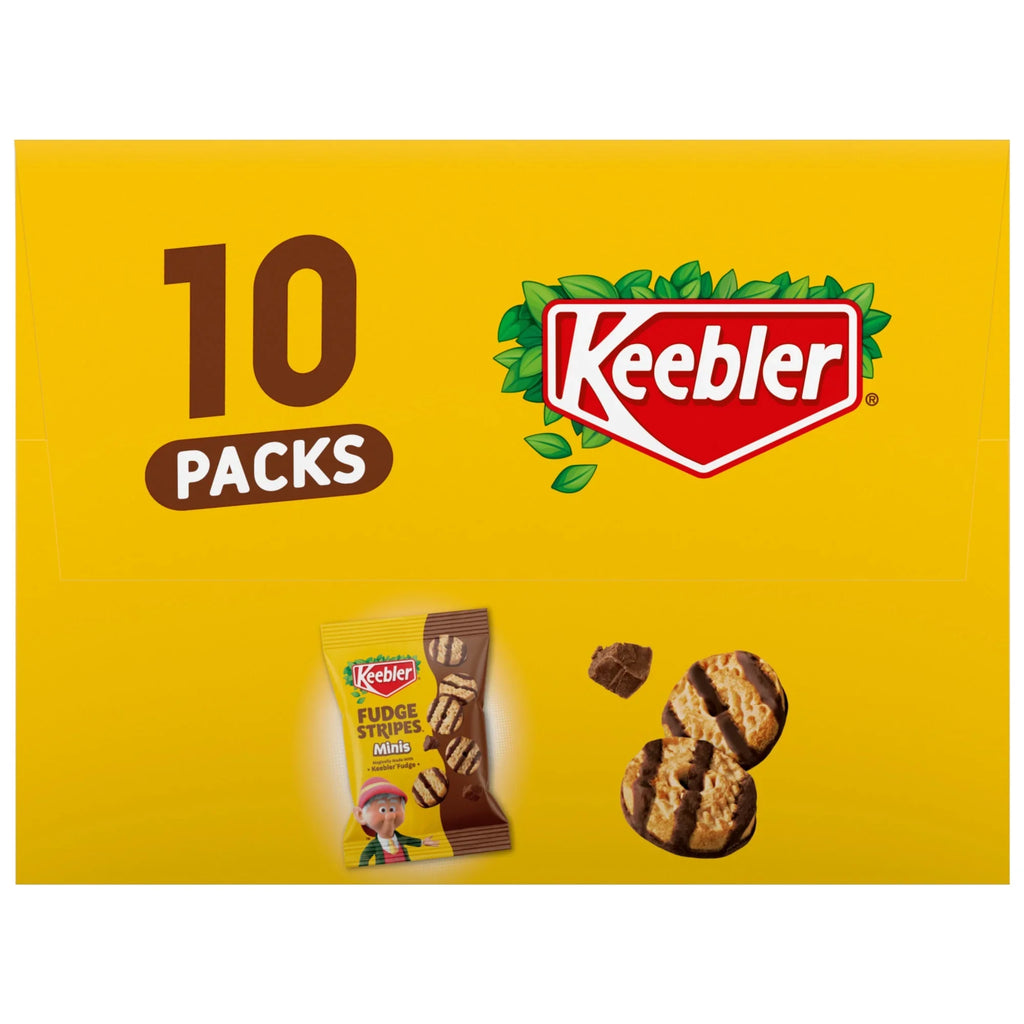 Keebler Fudge Stripes Minis, Original Shortbread Cookies Coated in Keebler Fudge 10 Count, 10 oz