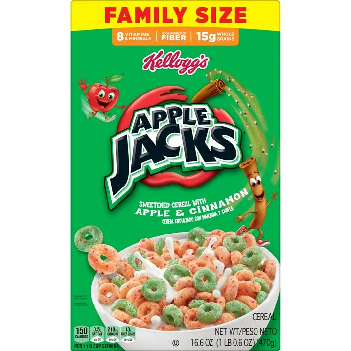 Kellogg’s Apple Jacks Kids Cereal Family Size 16.6 oz