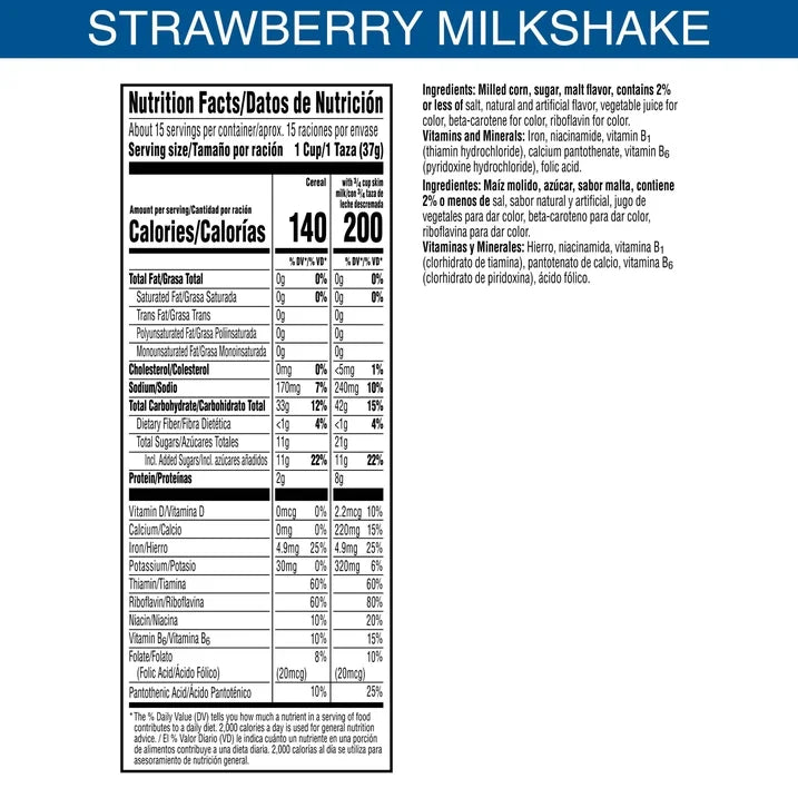Kellogg’s Frosted Flakes Strawberry Milkshake Kids Cereal Family Size, 20.1 oz