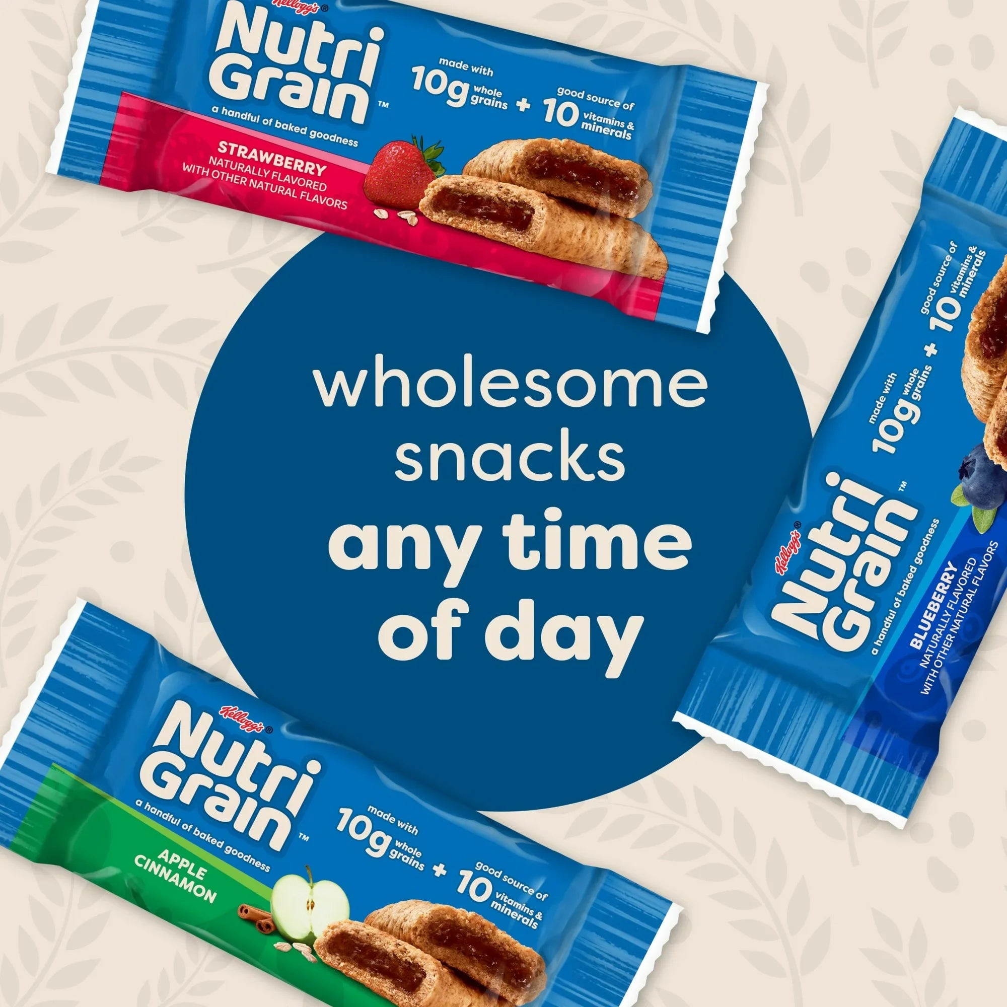 Kellogg's Nutri-Grain Blueberry Chewy Breakfast Bars, Made with 10g Whole Grains, 16 Count 20.8 oz